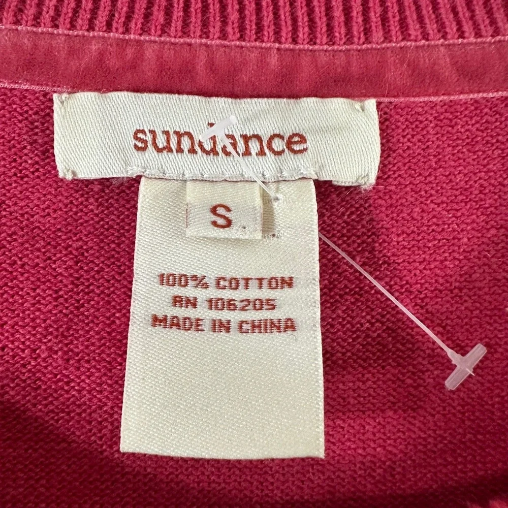 Sundance Womens Cardigan Pink Cotton Floral Embroidered Button Front‎ Size S